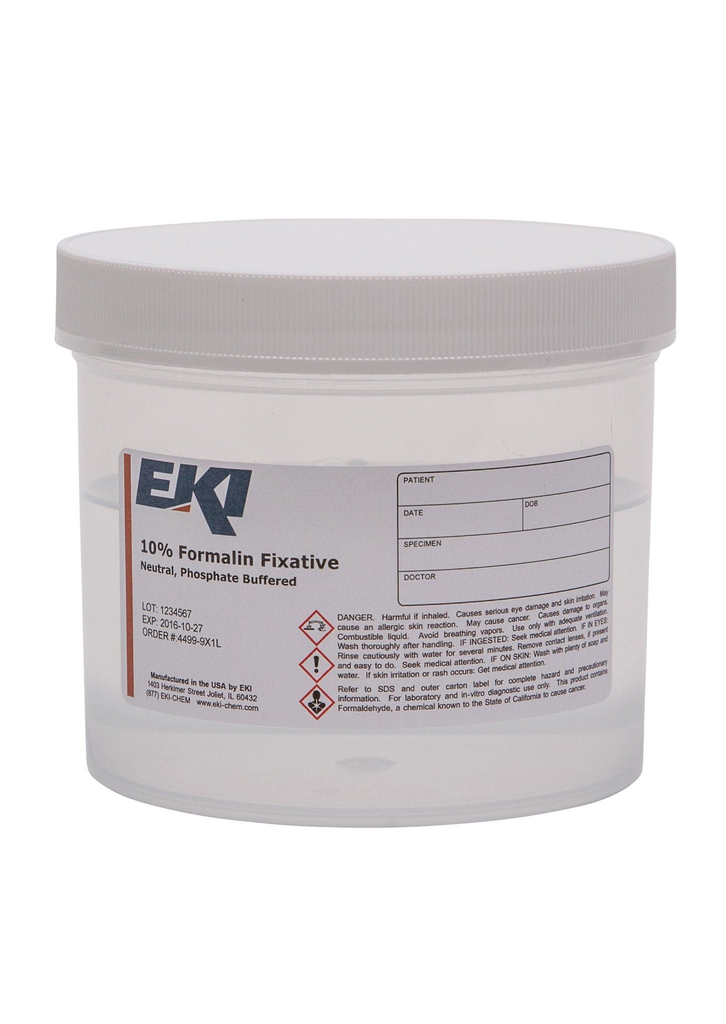 EKI Prefilled Formalin Container, Fill in 1,000 mL