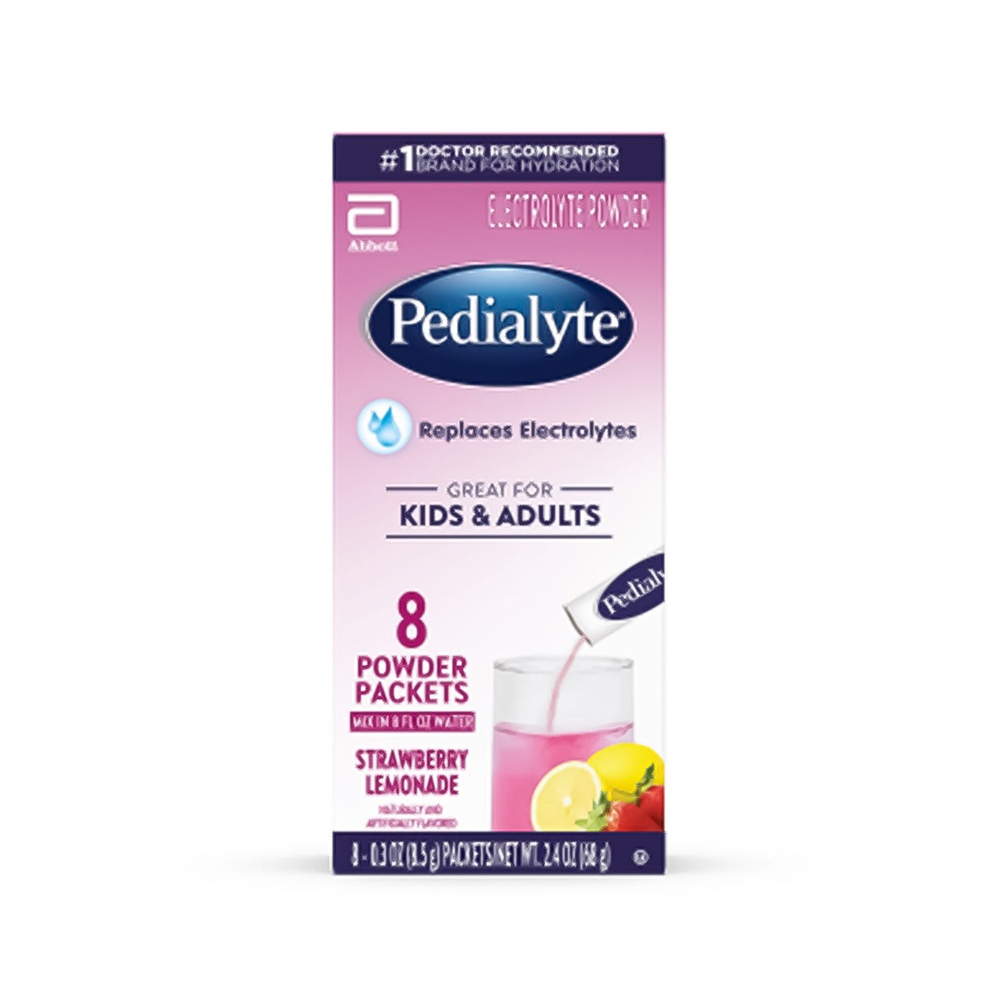 Pedialyte Powder Packs Oral Electrolyte Solution Strawberry Lemonade 8.5 Gram