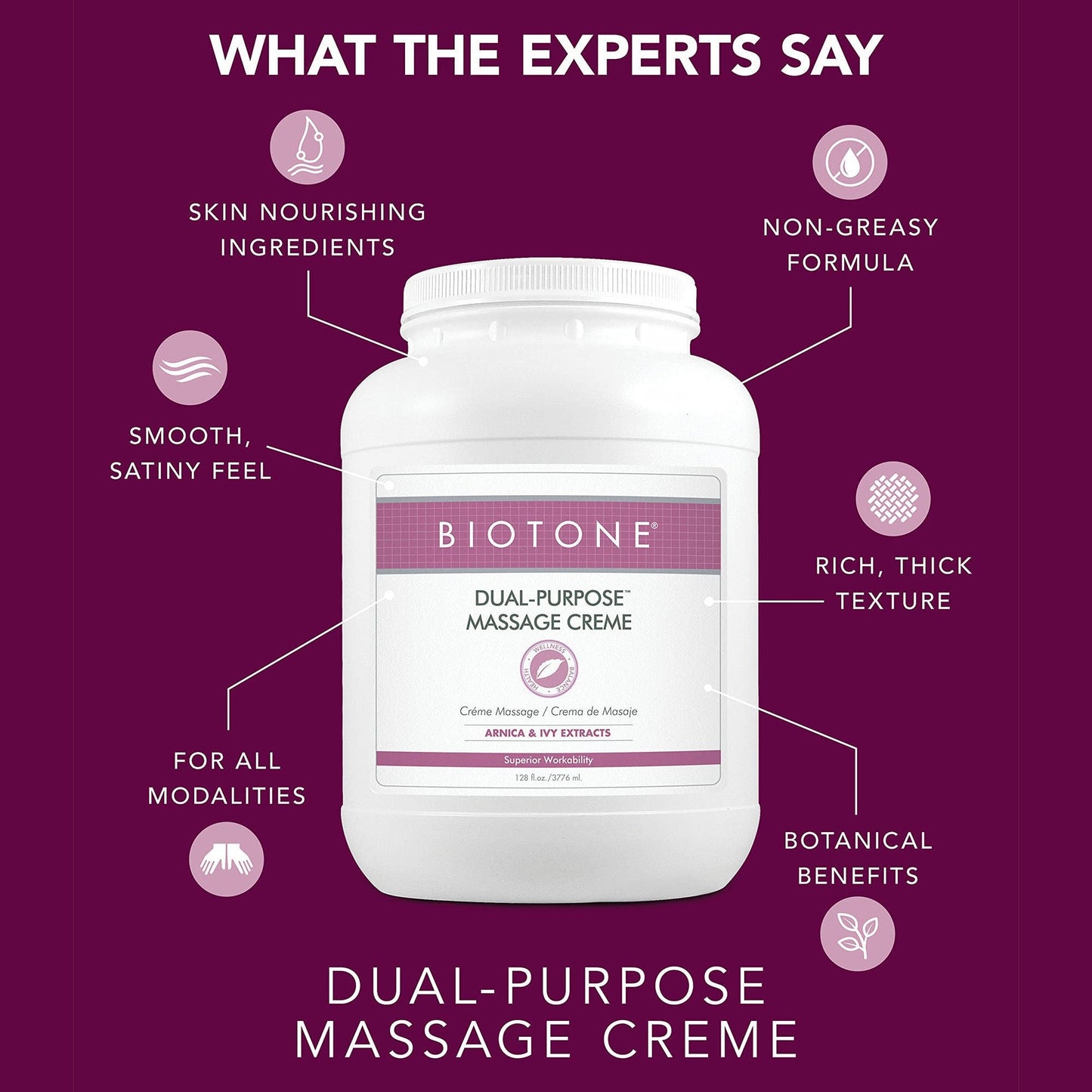 Biotone® Dual-Purpose Massage Crème with Arnica and Ivy Extracts, Jar