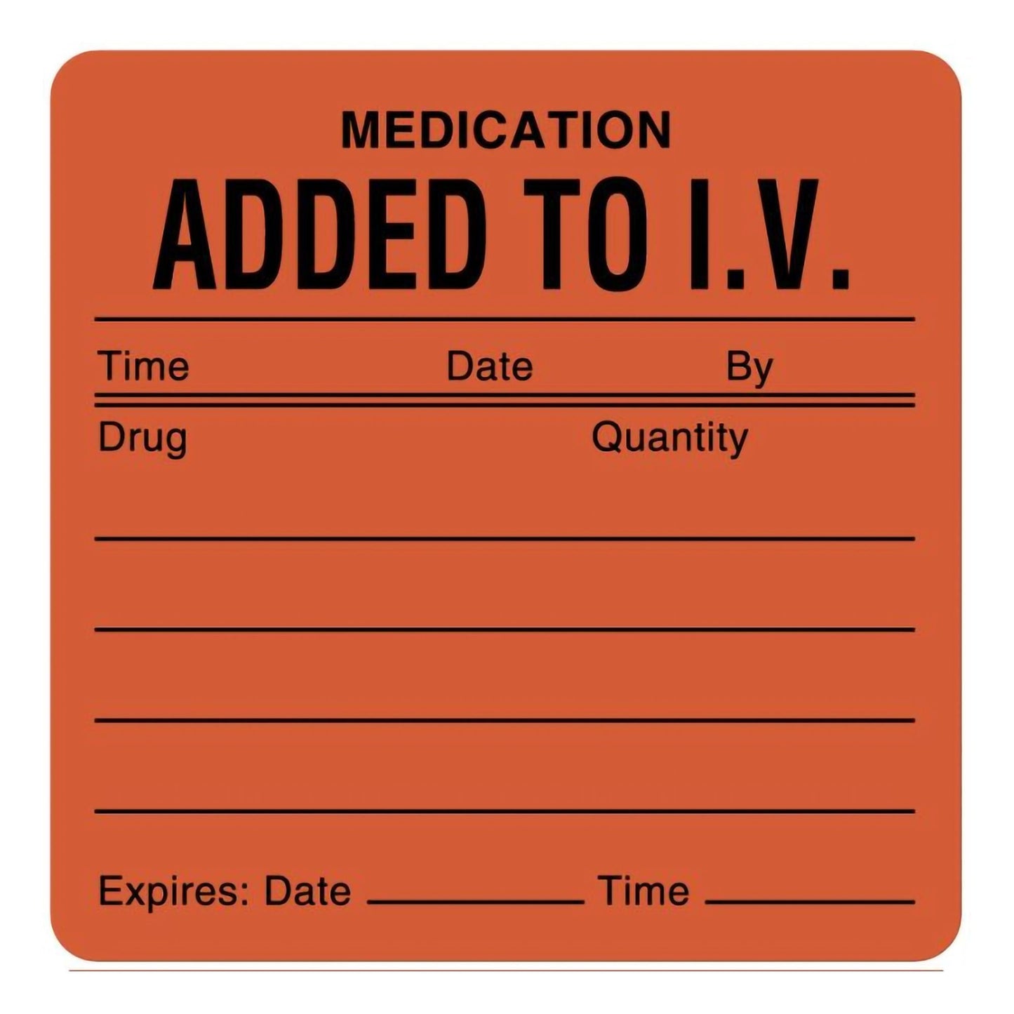 UAL™ Pre-Printed "Medication Added to I.V." Label