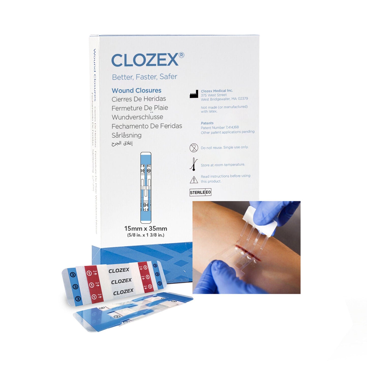 Clozex Skin Closure Device Polyurethane, Polyester, Medical Grade Acrylic Interlaced Closure Strip Clear