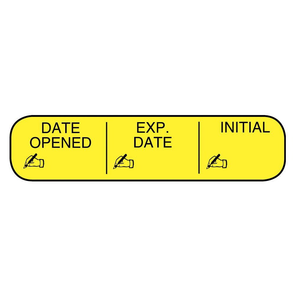 Apothecary Products Pre-Printed / Write On Label Auxiliary Label Yellow Paper DATE OPENED/EXP. DATE/INITIAL Black Quality Control Label