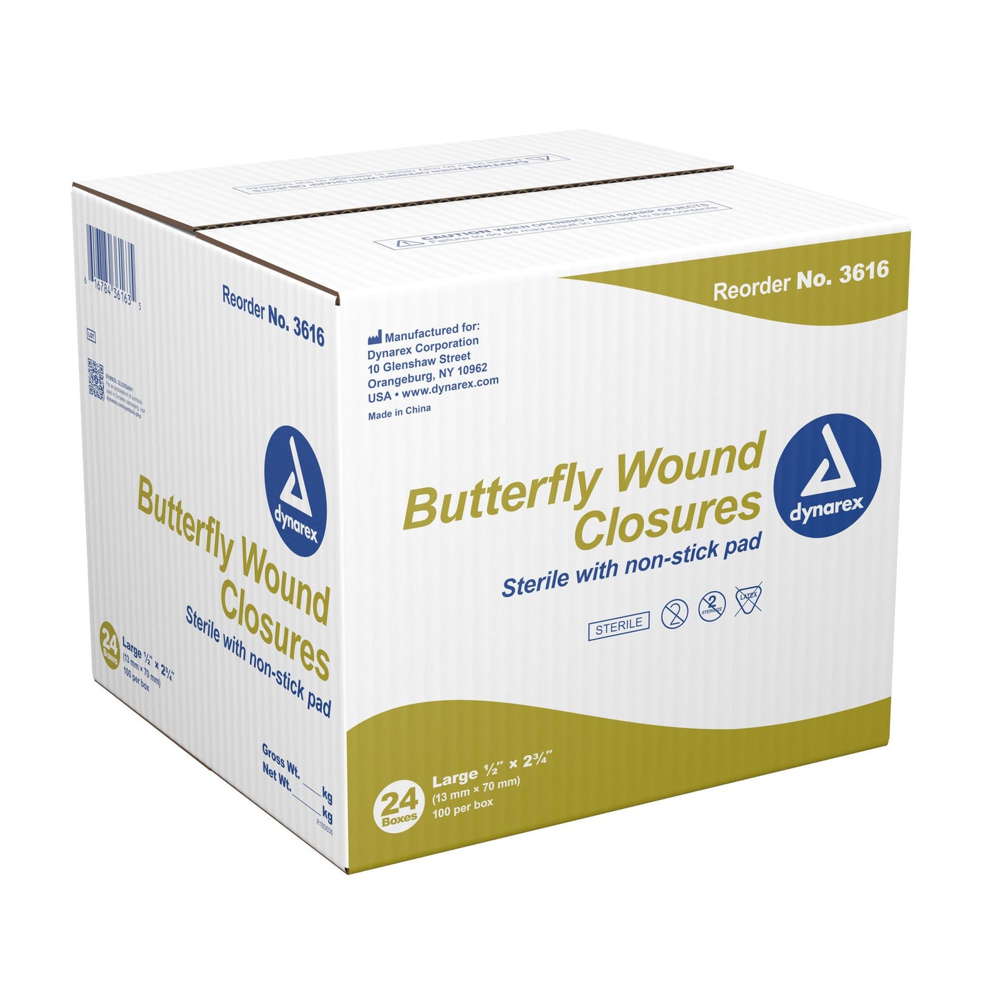 dynarex® Butterfly Wound Closure Strip, 0.5 by 2.75 Inches