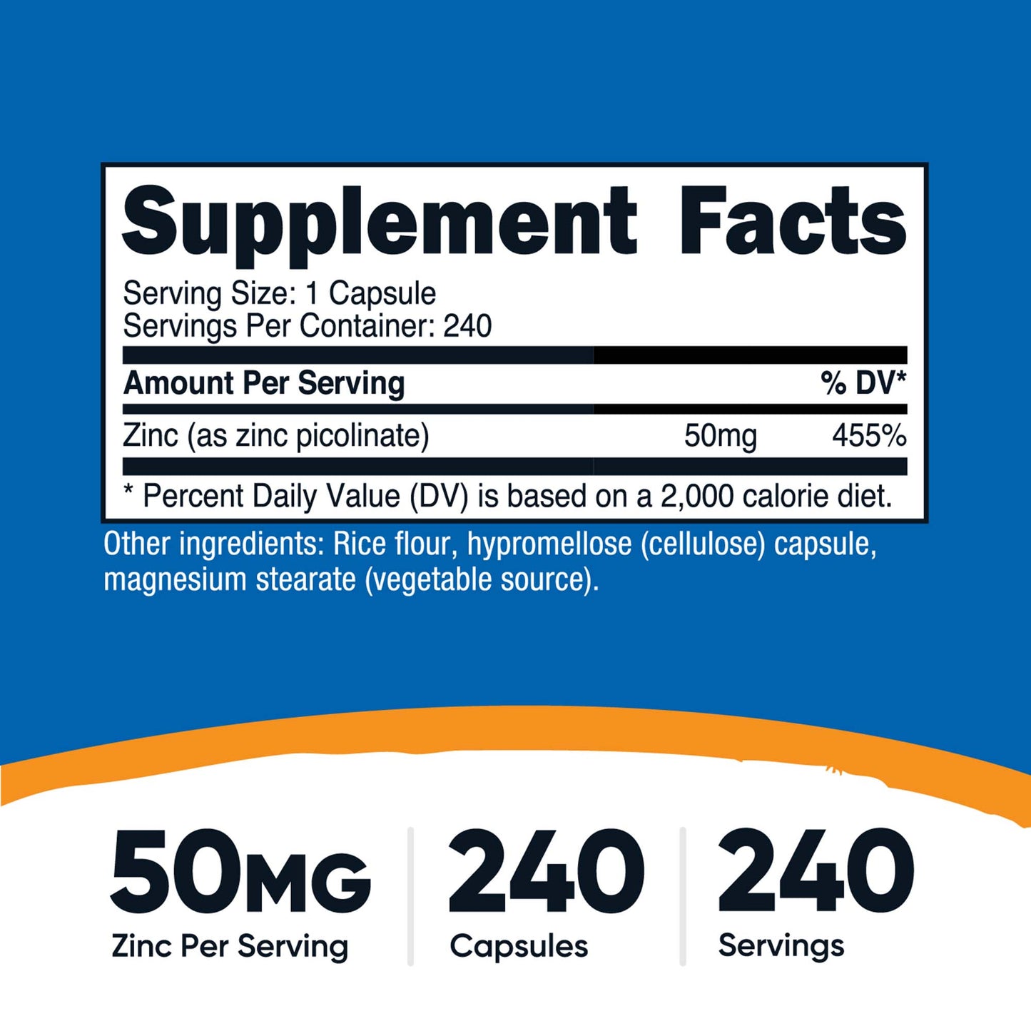 nutricost Dietary Supplement Zinc Picolinate 50 mg Strength Capsule