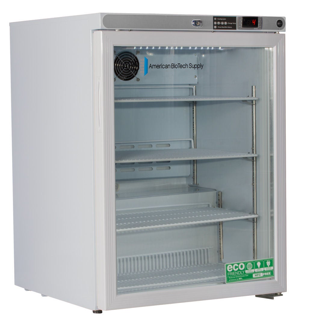 ABS Undercounter Refrigerator Laboratory Use 5.2 cu.ft. 1 Swing Glass Door Cycle Defrost