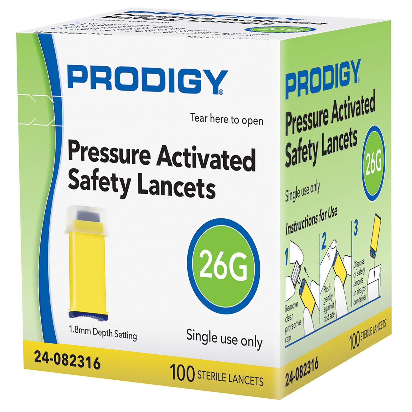 Prodigy Safety Lancet Retractable Pressure Activated Finger