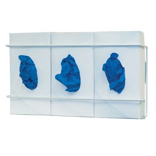 Glove Box Holder Horizontal or Vertical Mounted 3-Box White X 16.32 Inch Coated Wire