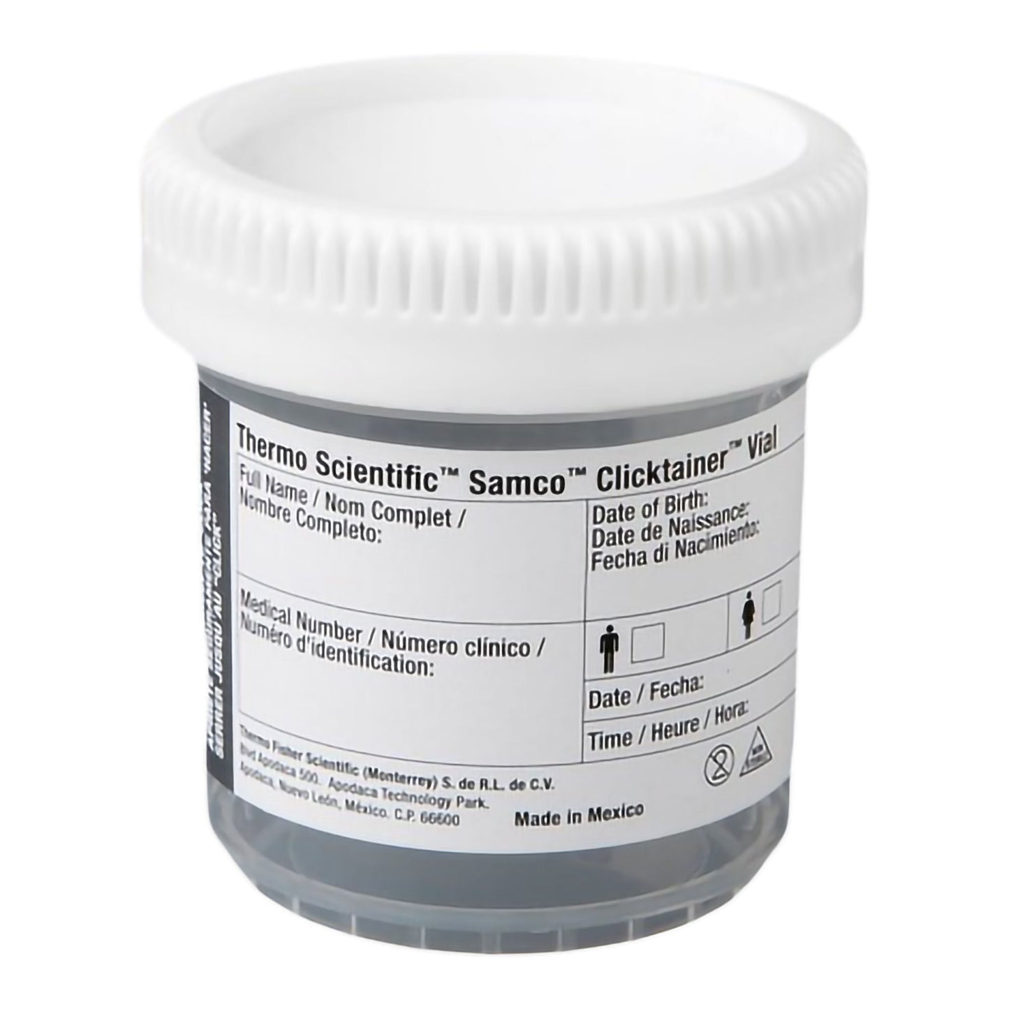 Samco Clicktainer Specimen Container with Temperature Strip 53 mm Opening (3 oz.) Screw Cap Unprinted