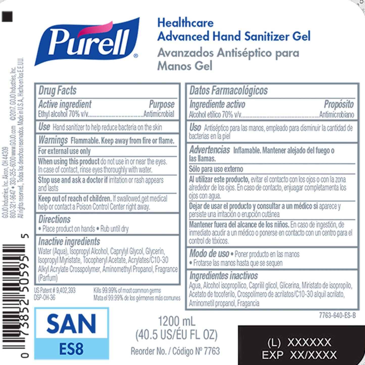 Purell® Healthcare Advanced Hand Sanitizer Gel Refill for ES8 Dispenser
