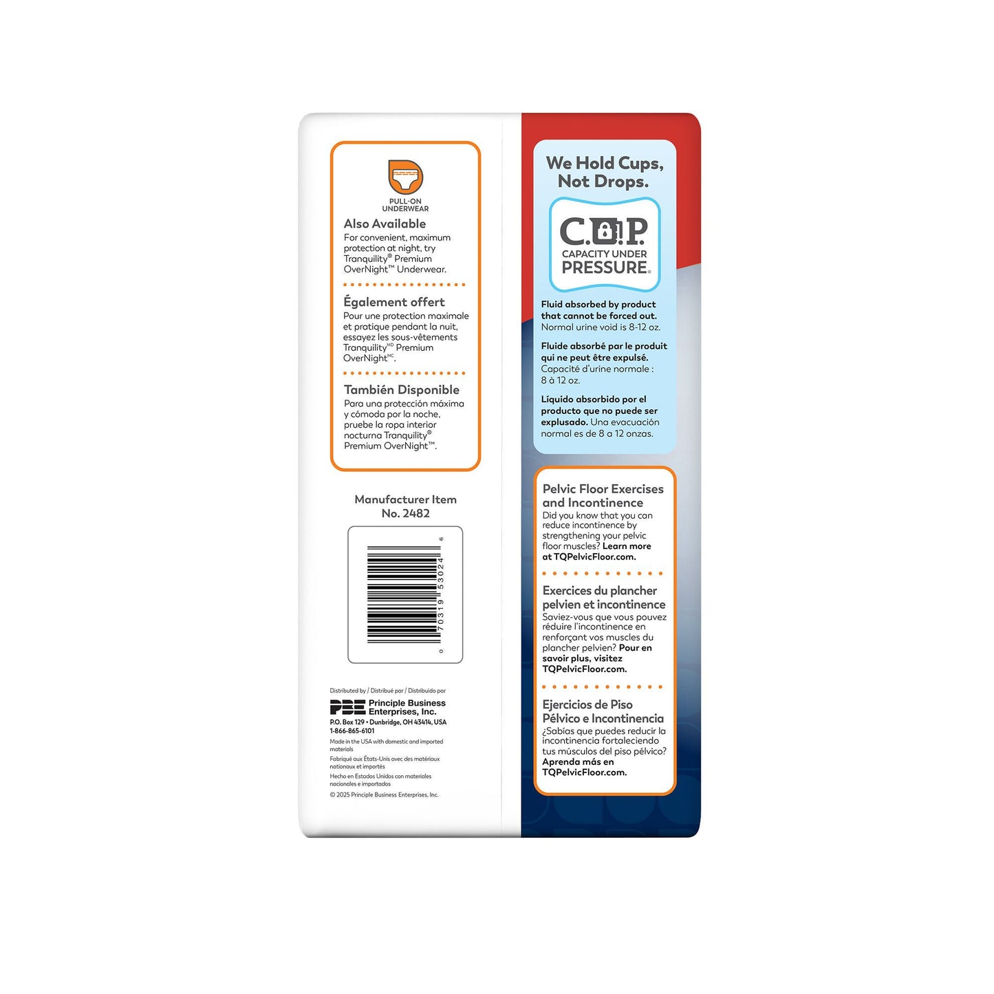 Tranquility Premium Overnight Bladder Control Pad 16 Inch Length Heavy Absorbency Super Absorbent Core