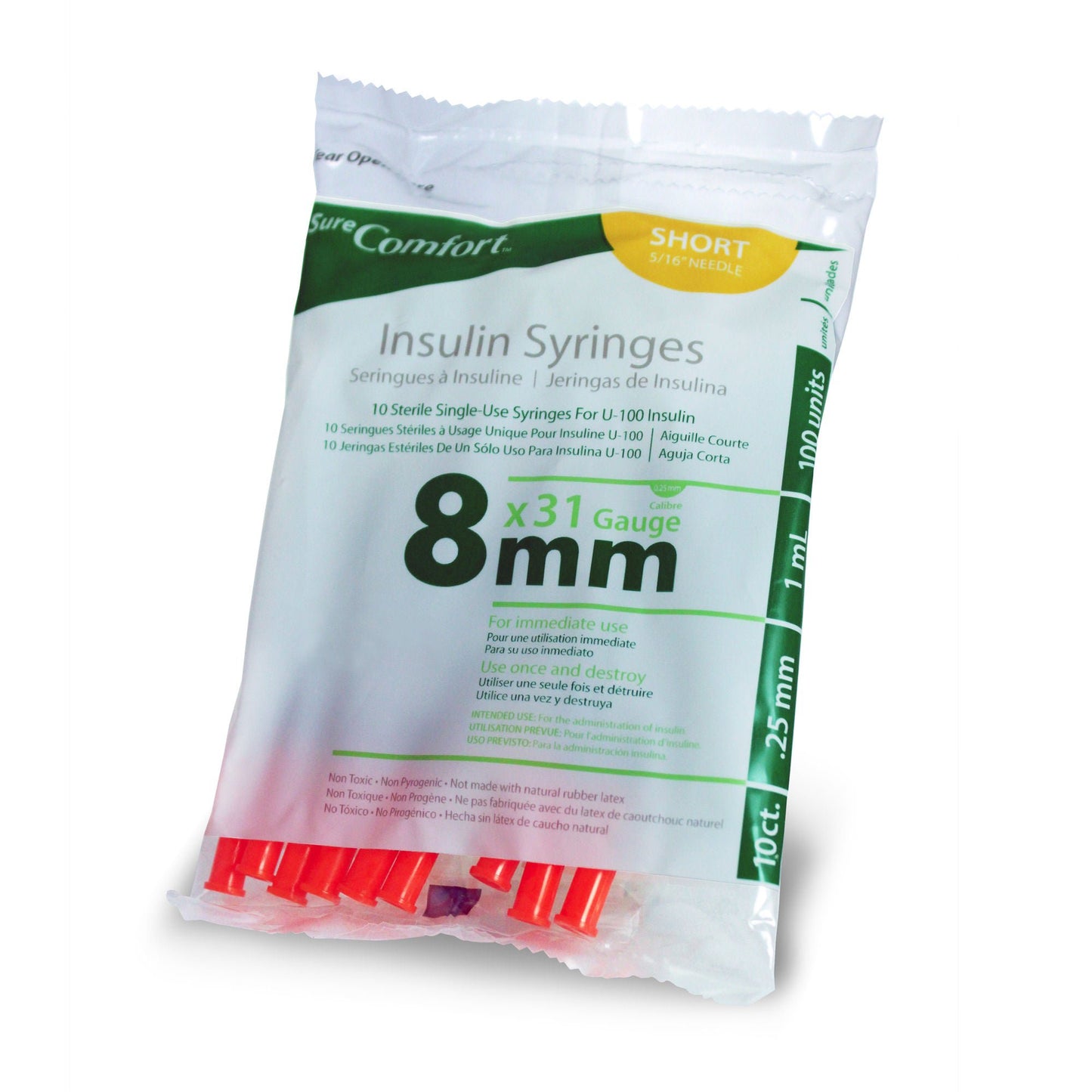 Standard Insulin Syringe with Needle Surecomfort® 1 mL 5/16 Inch 31 Gauge NonSafety Regular Wall