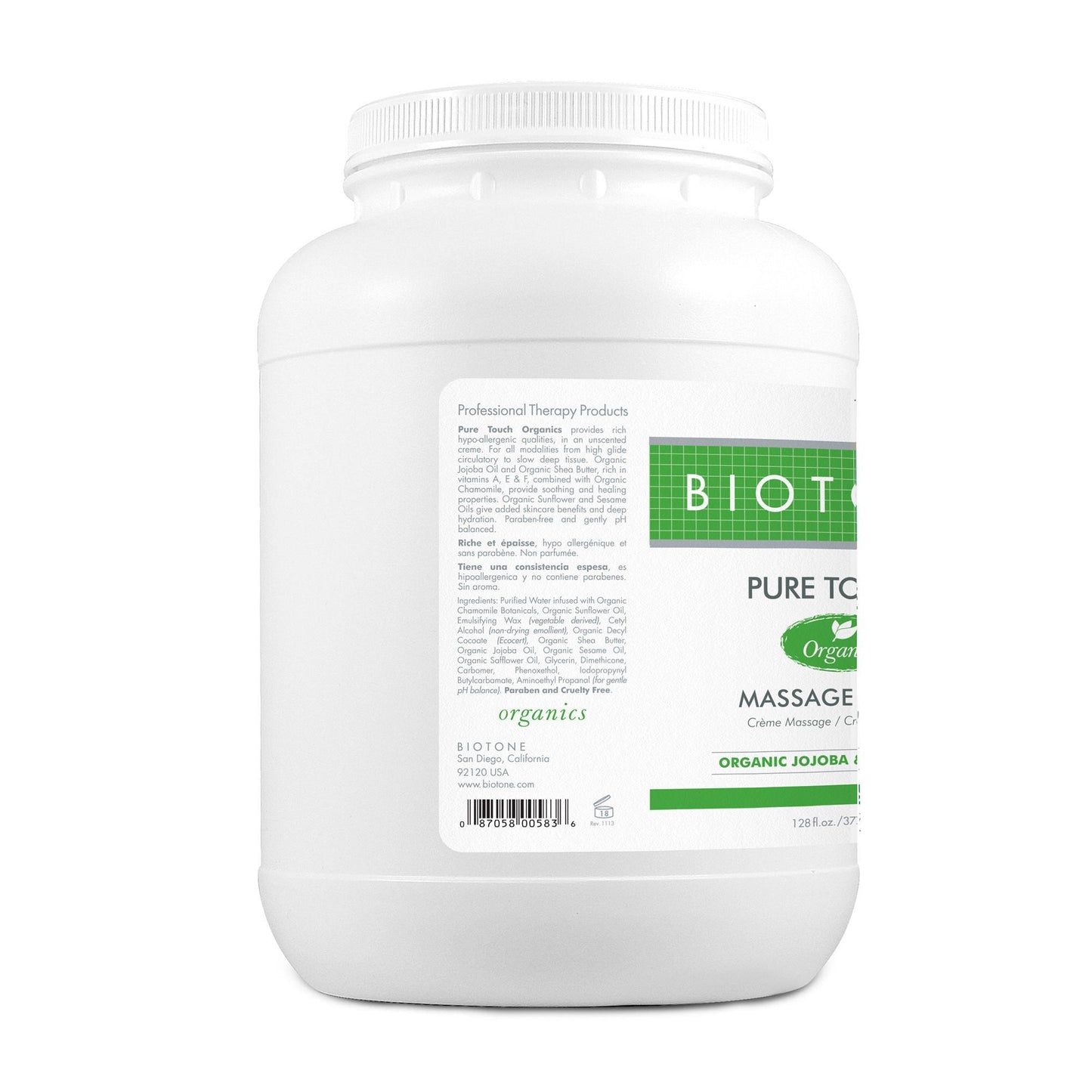 Biotone® Pure Touch Massage Crème with Jojoba Oil and Shea Butter, Jar
