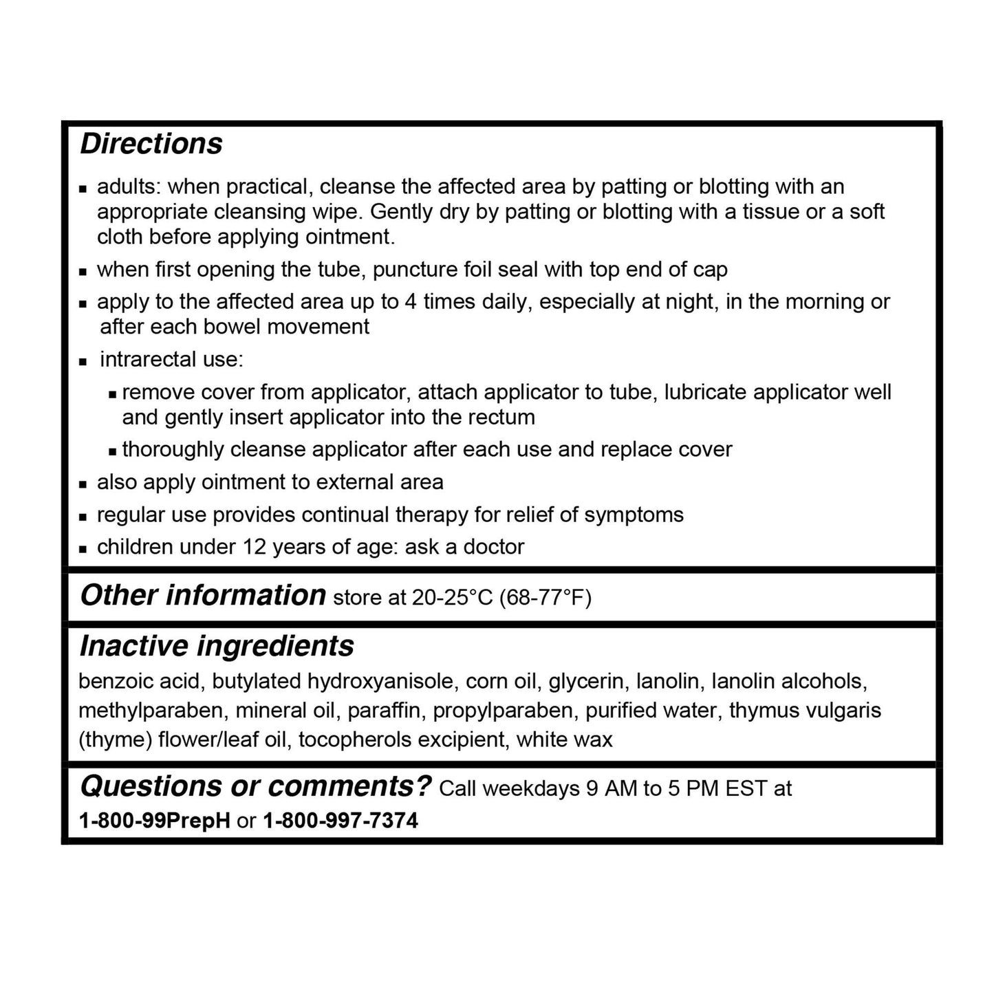Preparation H Hemorrhoidal Ointment, tube