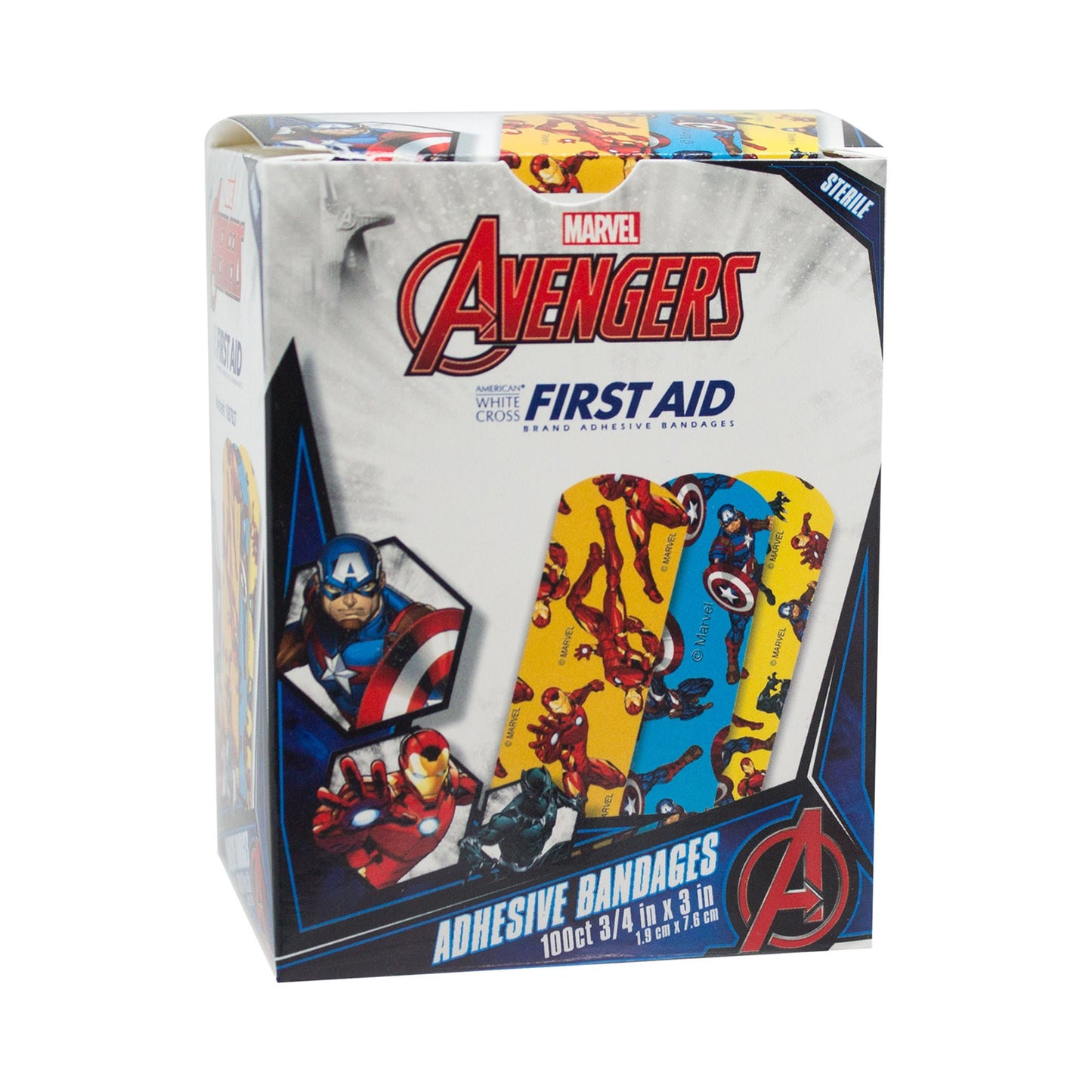 American® White Cross Stat Strip® Kid Design (Avengers) Adhesive Strips