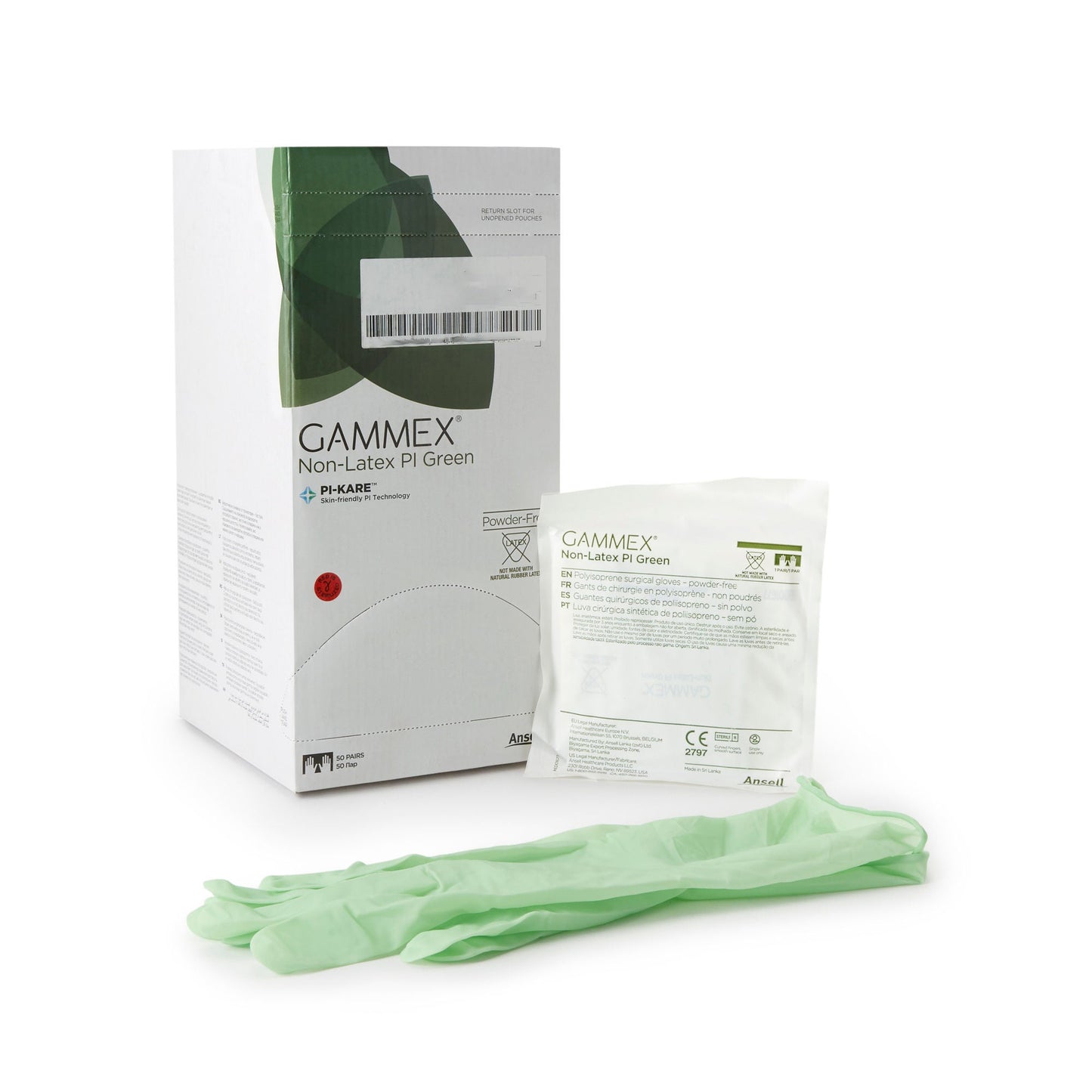 Sterile GAMMEX® Non-Latex PI Green Polyisoprene Surgical Gloves, Light Green