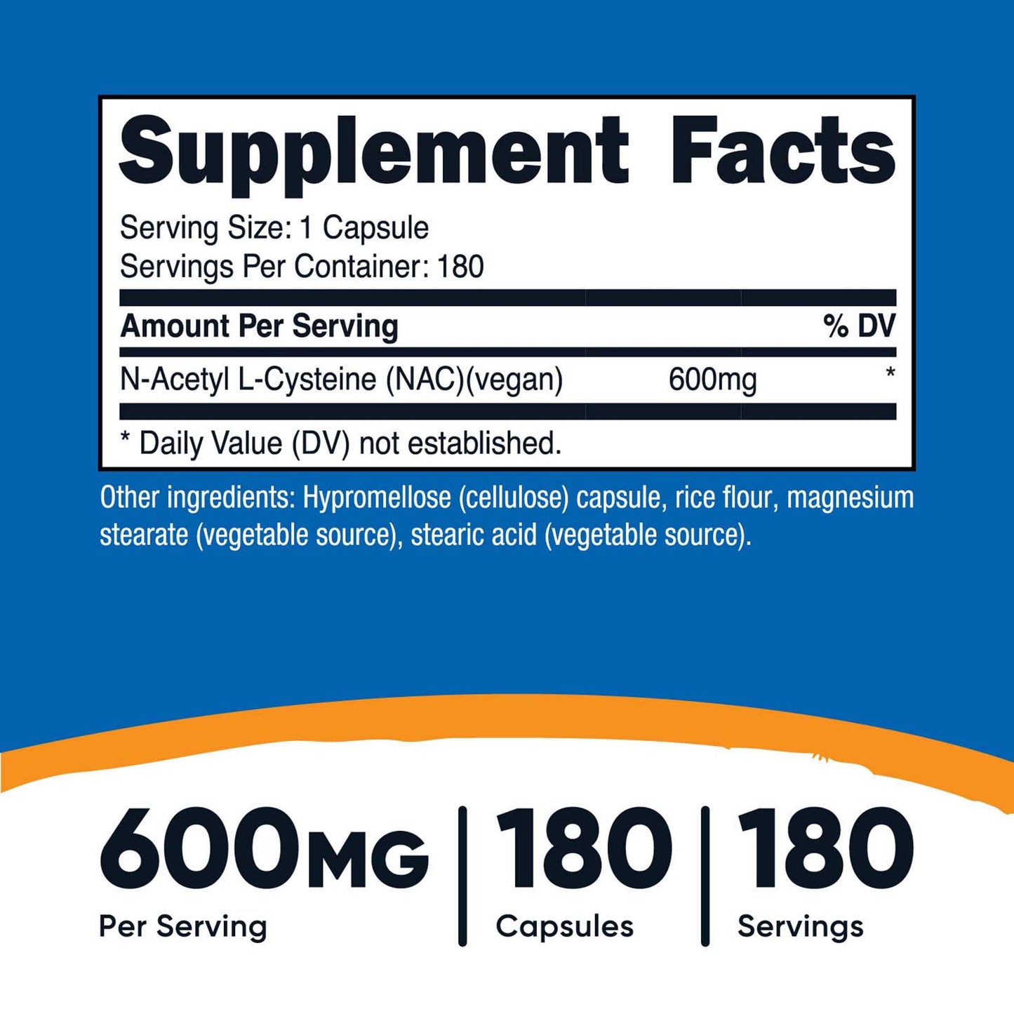 nutricost Dietary Supplement Acetyl L-Cysteine NAC 600 mg Strength Capsule