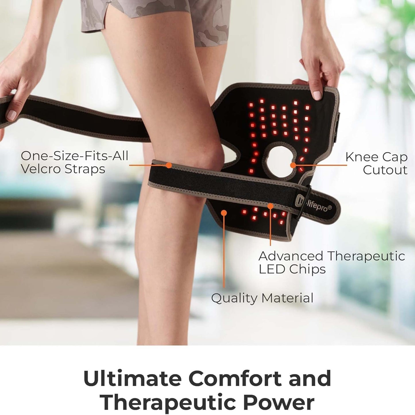 BioRecover Light Therapy Knee Brace Hook and Loop
