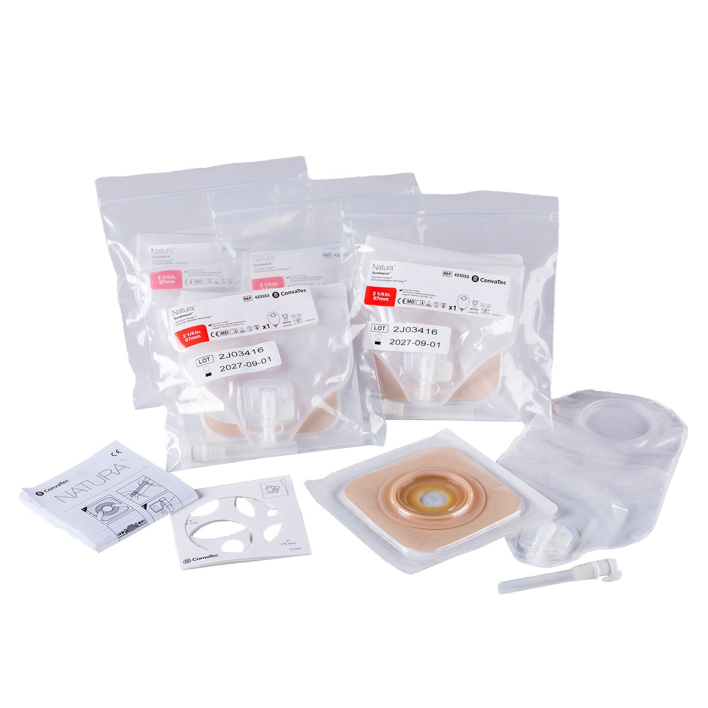 Natura Ostomy Pouch One-Piece System Trim To Fit 2-1/4 Inch Stoma Drainable