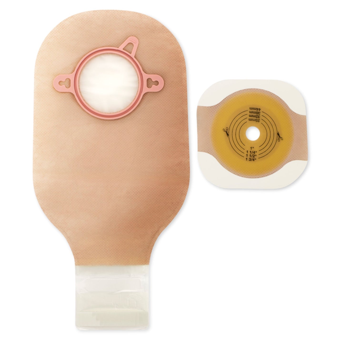 New Image™ 19054 Two-Piece Clear Ileostomy/Colostomy Pouch, Flange, Blue