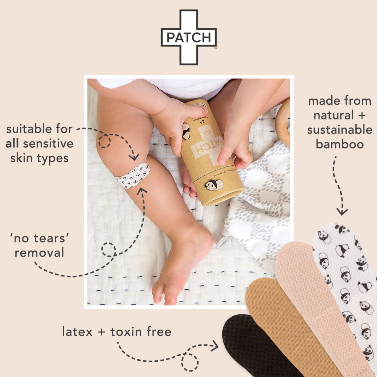 Patch™ Kids (Panda Design) Adhesive Strip with Coconut Oil
