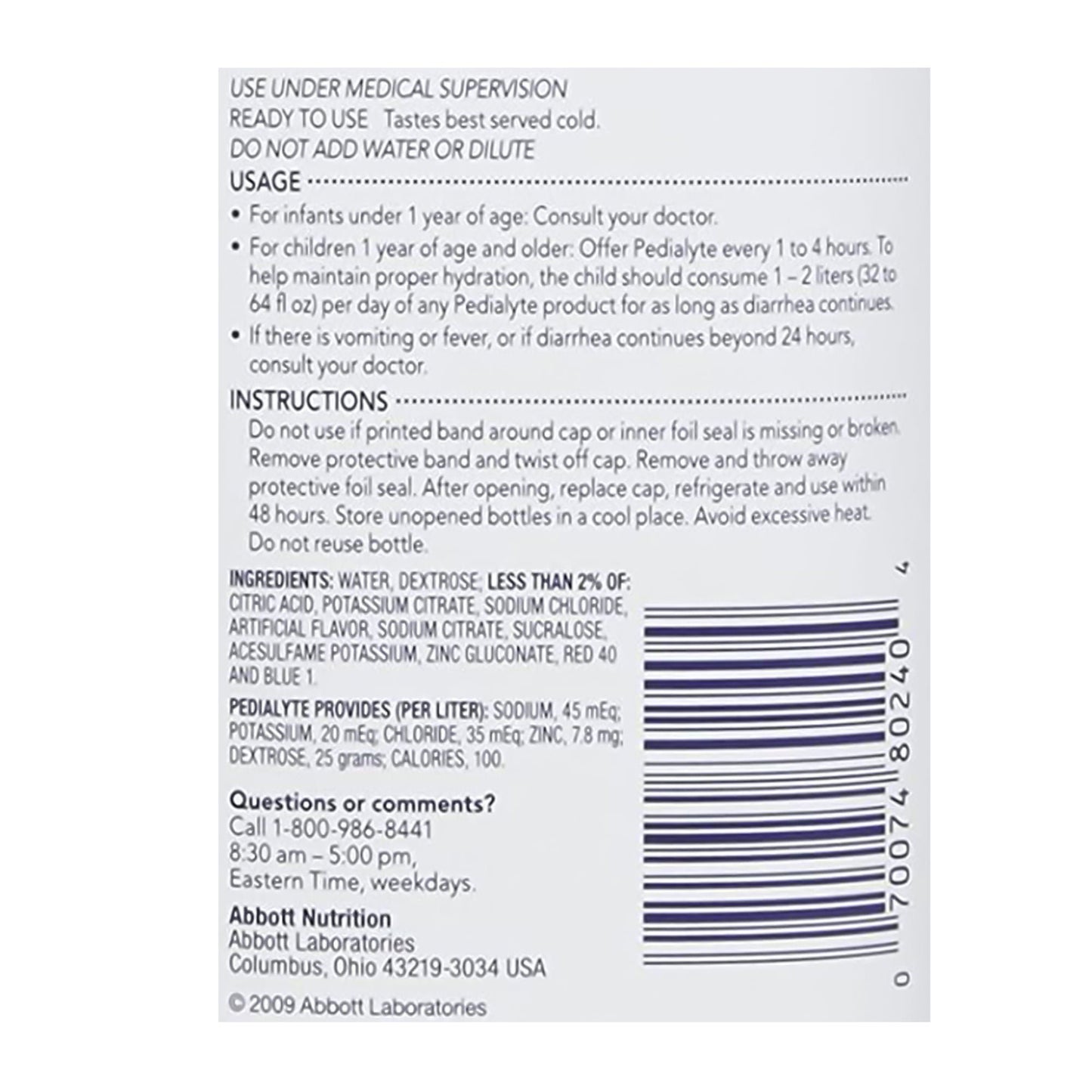 Pedialyte® Grape Electrolyte Solution, Bottle