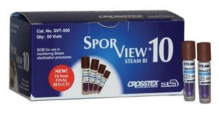 SporView 10 Sterilization Biological Indicator Vial Steam 10 Hour Processing Time