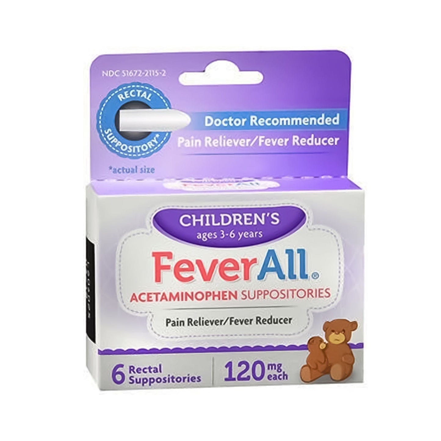 FeverAll Children's Pain Relief 120 mg Strength Acetaminophen Rectal Suppository