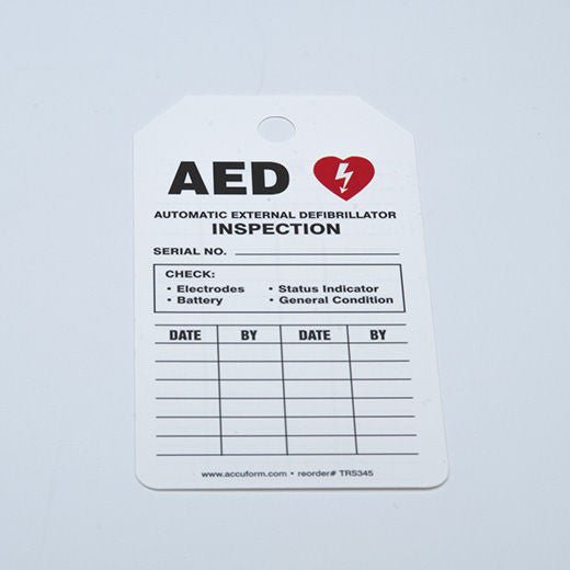 Accuform Equipment Tag AED Inspection Status White Card Stock
