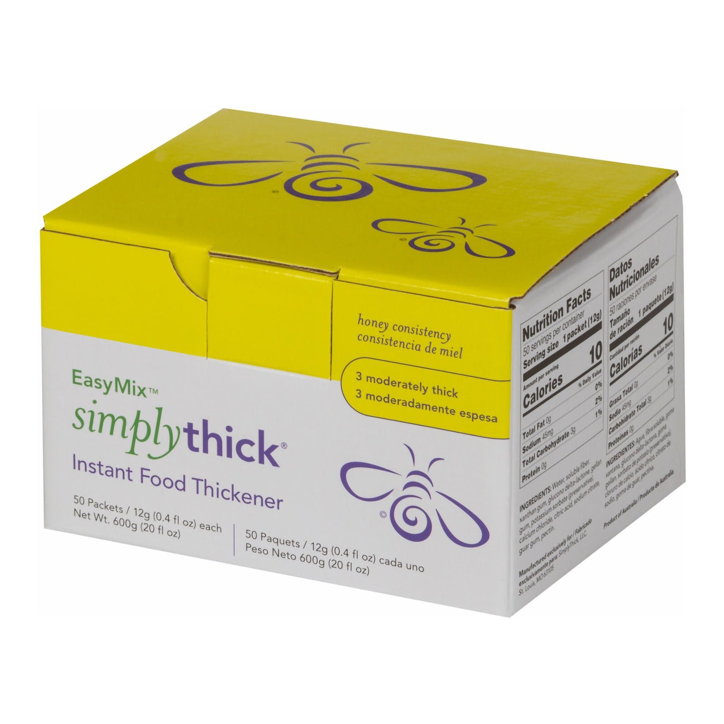 SimplyThick Easy Mix Food and Beverage Thickener 12 Gram Individual Packet Unflavored Powder IDDSI Level 3 Moderately Thick/Liquidized