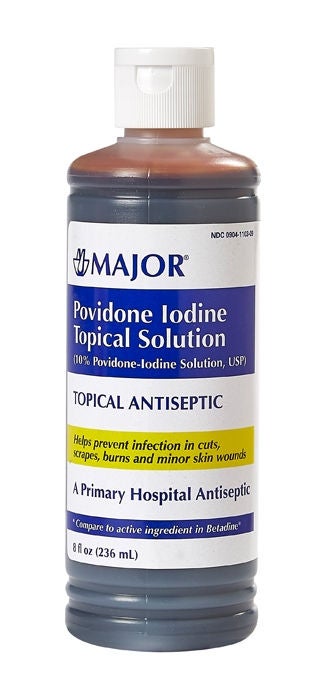 Major Skin Prep Solution Bottle 10% Strength Povidone-Iodine