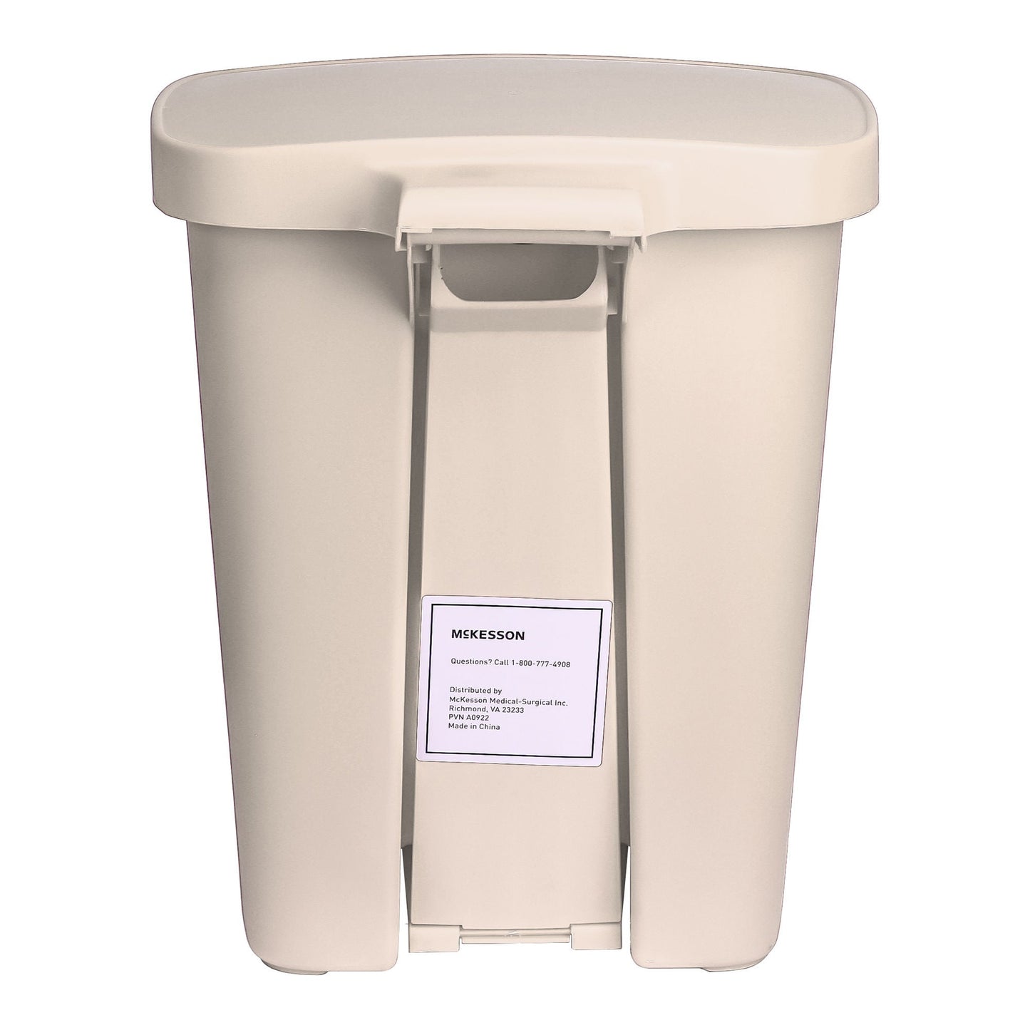McKesson Waste Can with Step-On Pedal, Plastic, Beige, x 18.9 Inch