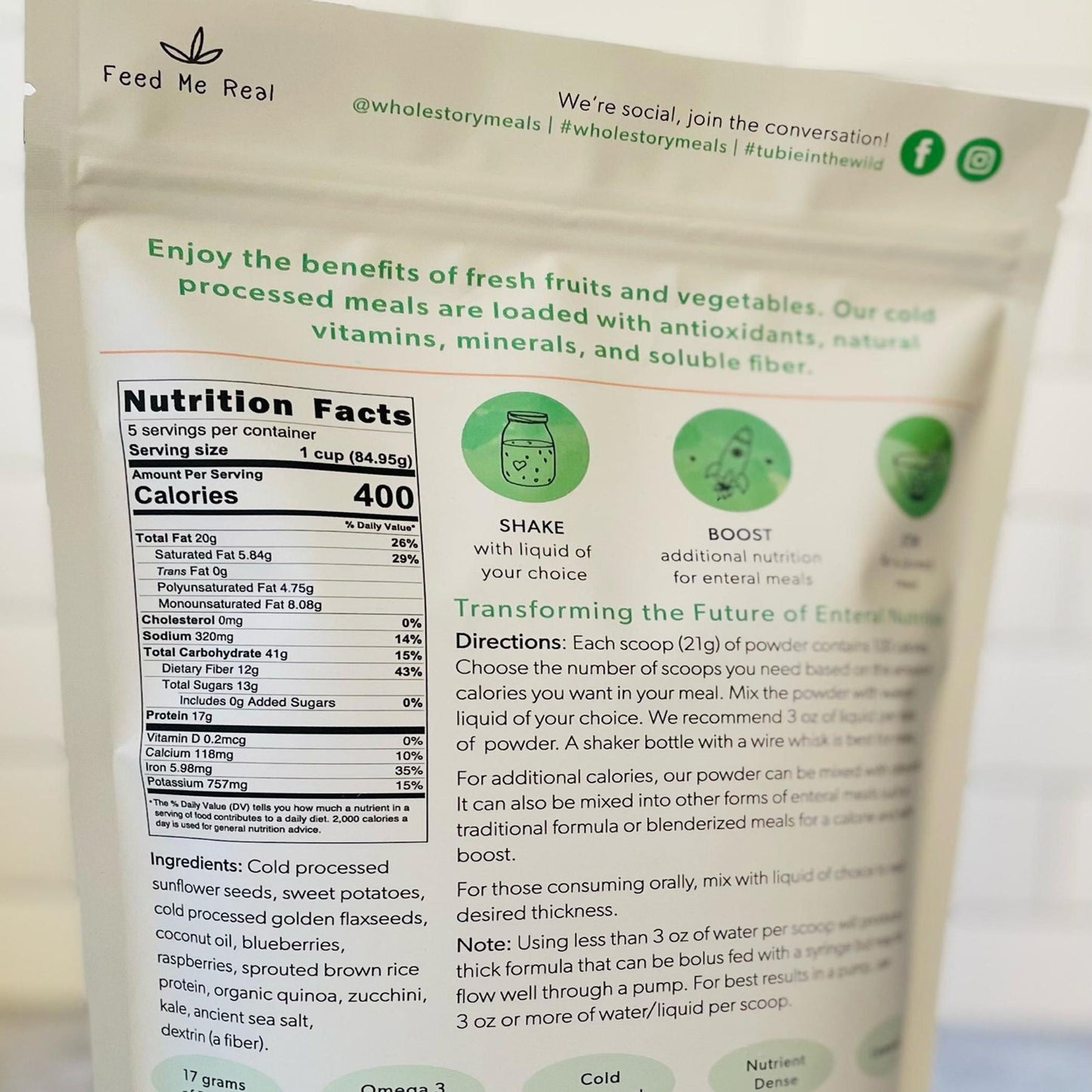 Whole Story Meals Oral Supplement Kale Quinoa Berry Flavor Powder Pouch