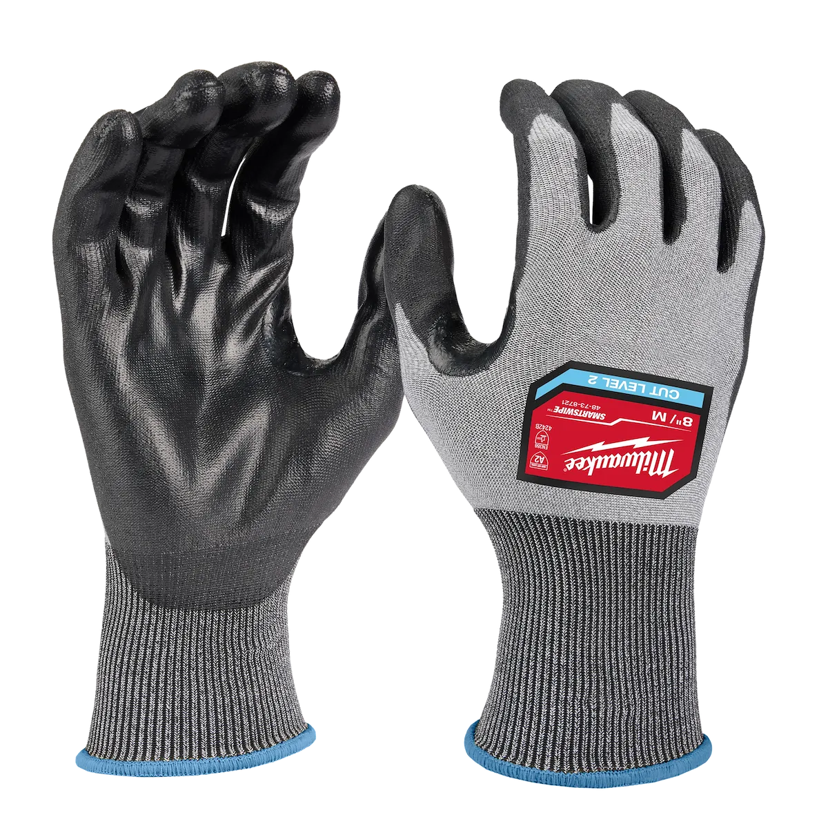 Milwaukee 12 Pair Cut Level 2 High Dexterity Polyurethane Dipped Gloves 48-73-8720B | ANSI Cut A2, 12-Piece