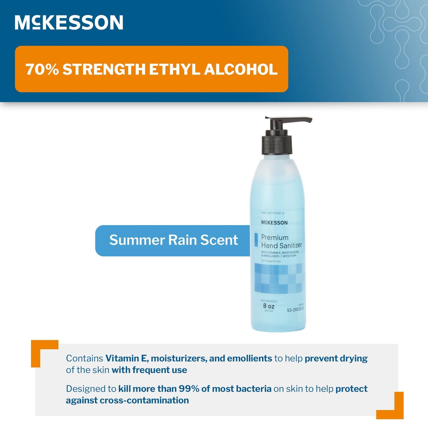 McKesson Premium Hand Sanitizer, 70% Alcohol Gel, Bottle, Summer Rain Scent