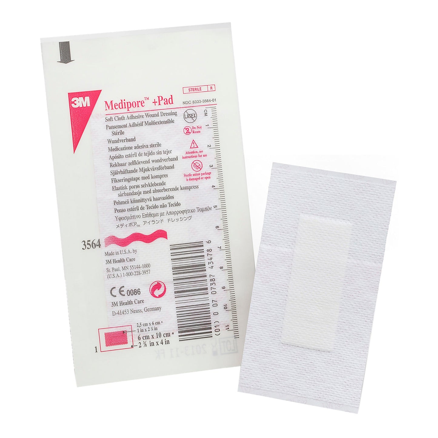 3M™ Medipore +Pad Soft Cloth Dressings, White