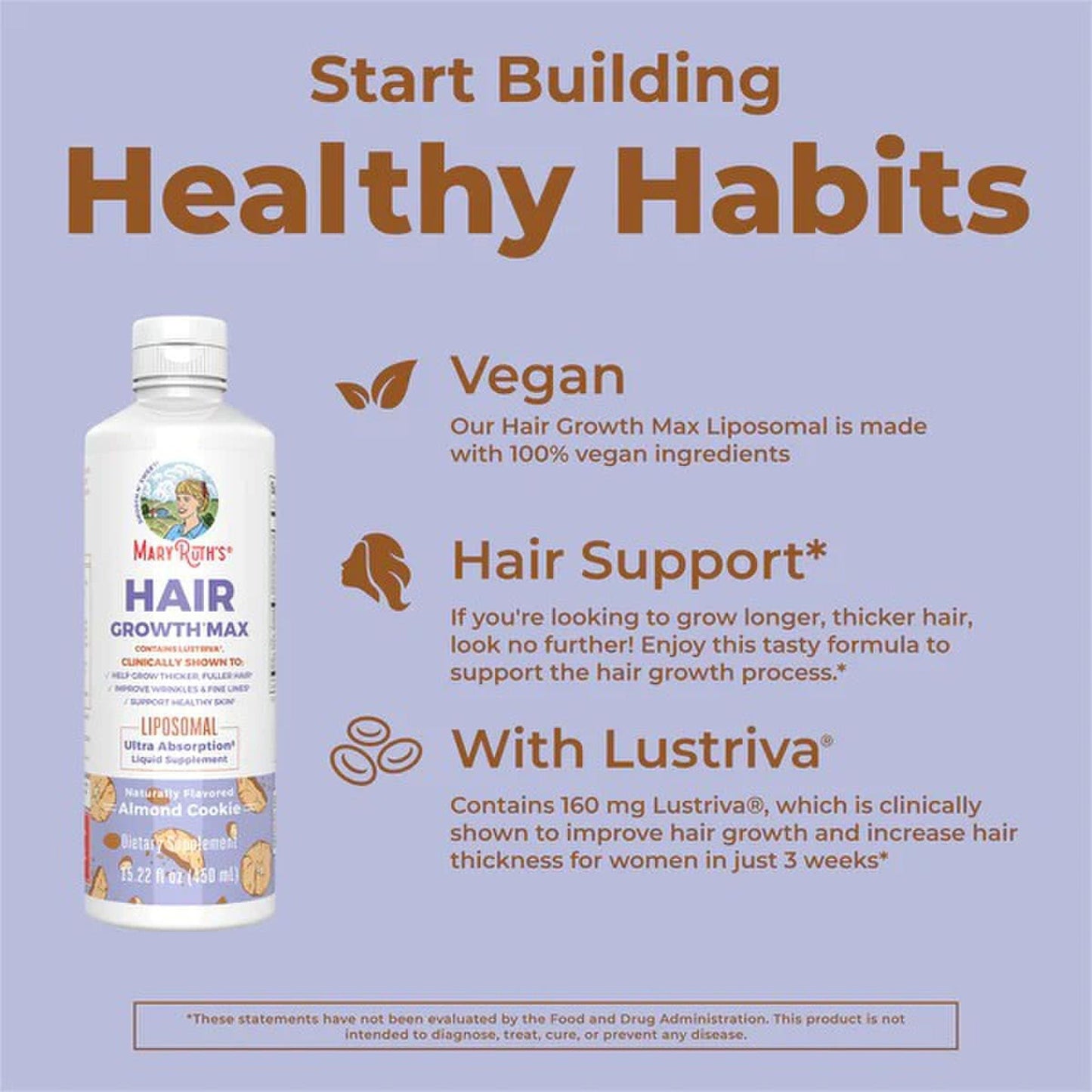 Mary Ruth's® Hair Growth Max Liposomal, Almond Cookie Flavor