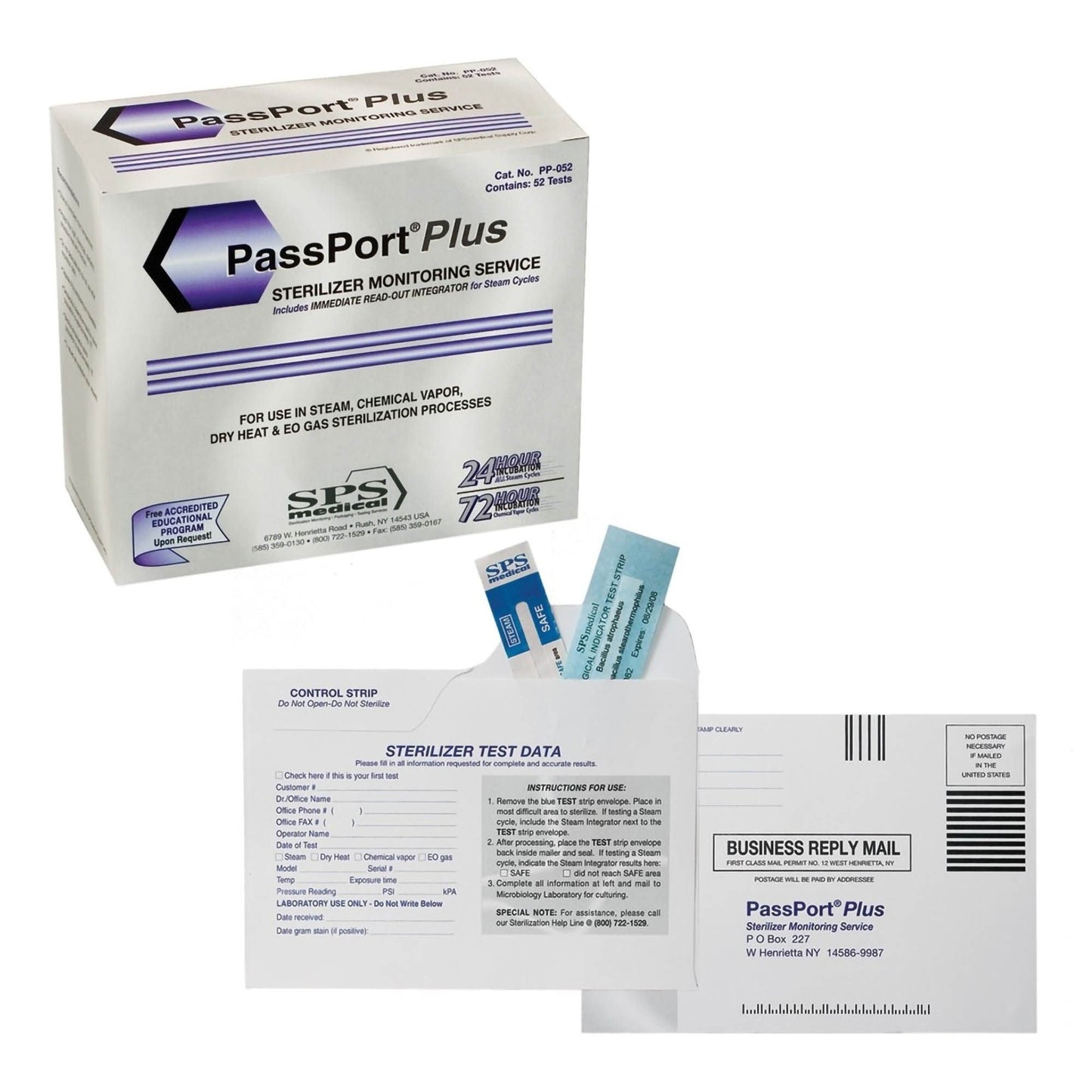 PassPort Plus Sterilization Mail-In Monitoring Service Steam / EO Gas / Dry Heat / Chemical Vapor 24 Hour to 7 Day Processing Time Type 5