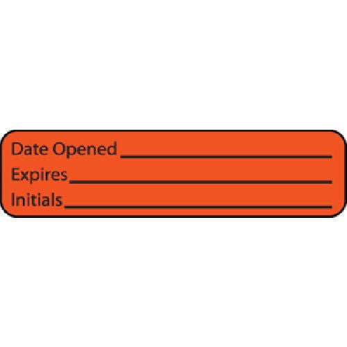 MedVision Pre-Printed / Write On Label Auxiliary Label Orange Paper DATE OPENED____/EXPIRE___/Initials Black Quality Control Label