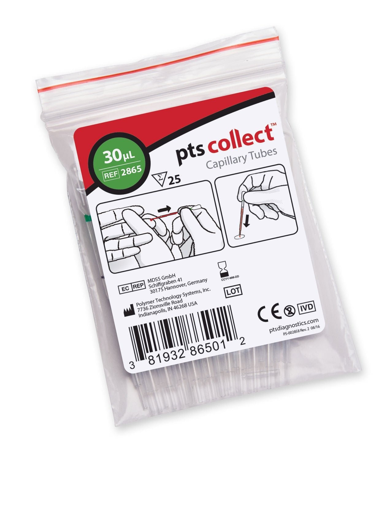 PTS Diagnostics Capillary Blood Collection Tube Plain Without Closure Glass Tube