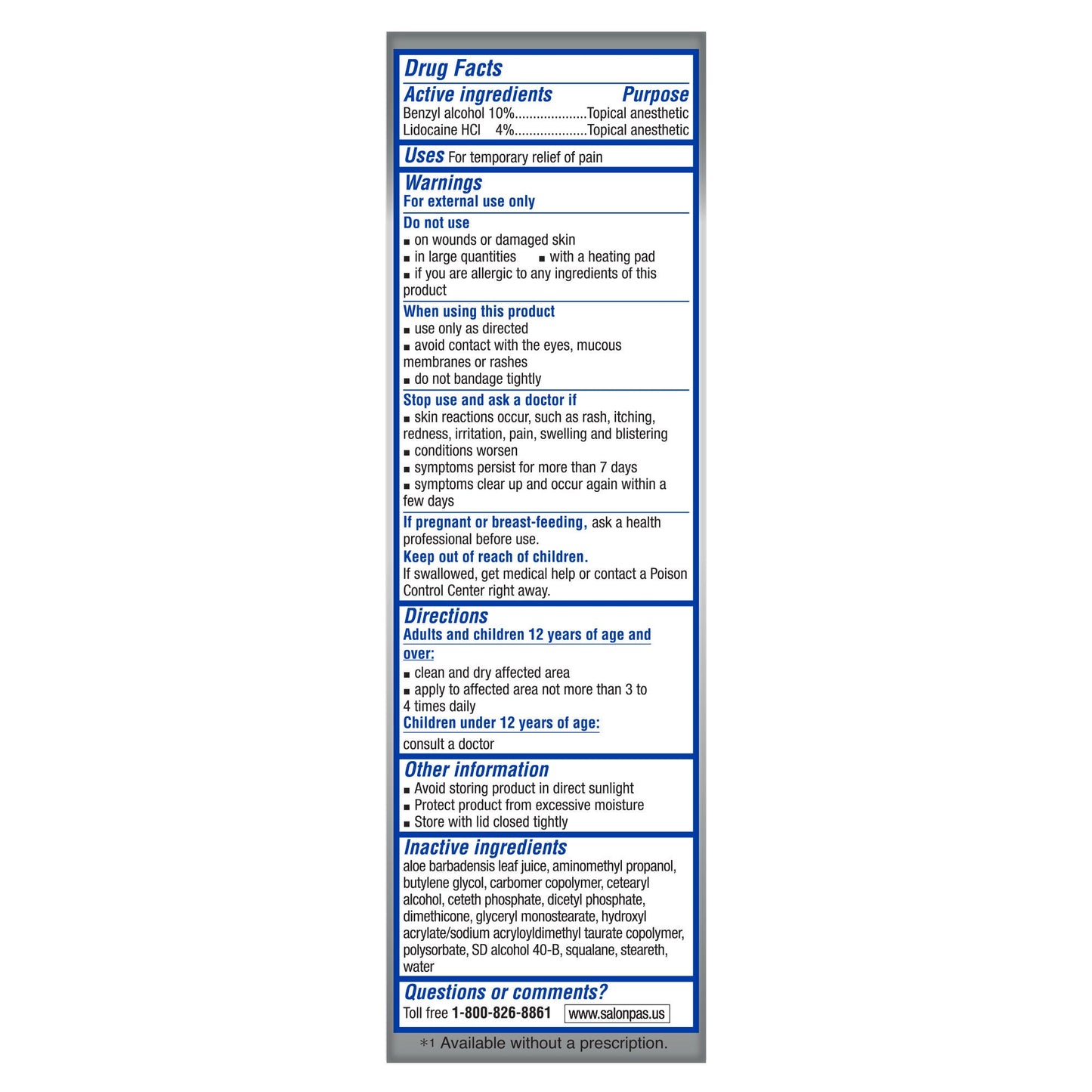 Salonpas Lidocaine 4% Plus Pain Relieving Cream, Tube