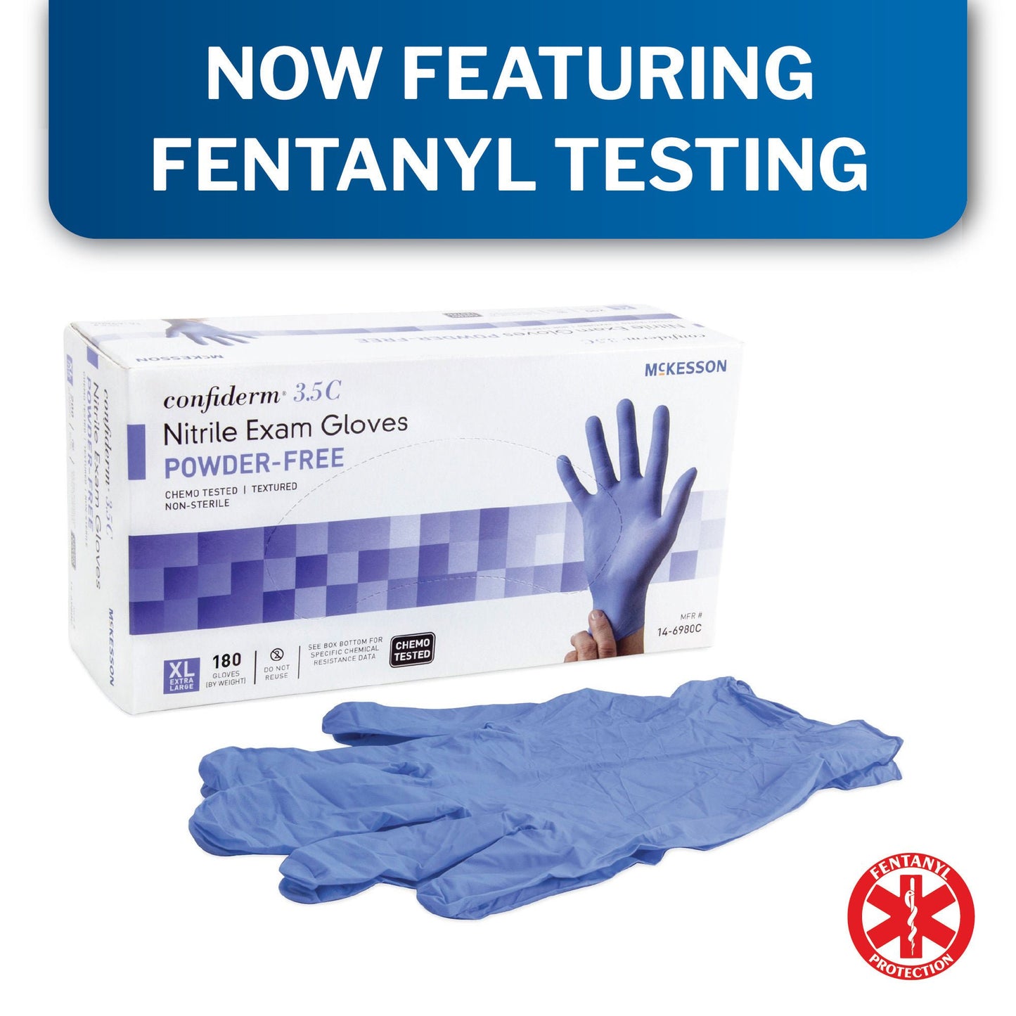 McKesson Confiderm® 3.5C Nitrile Exam Gloves, Blue