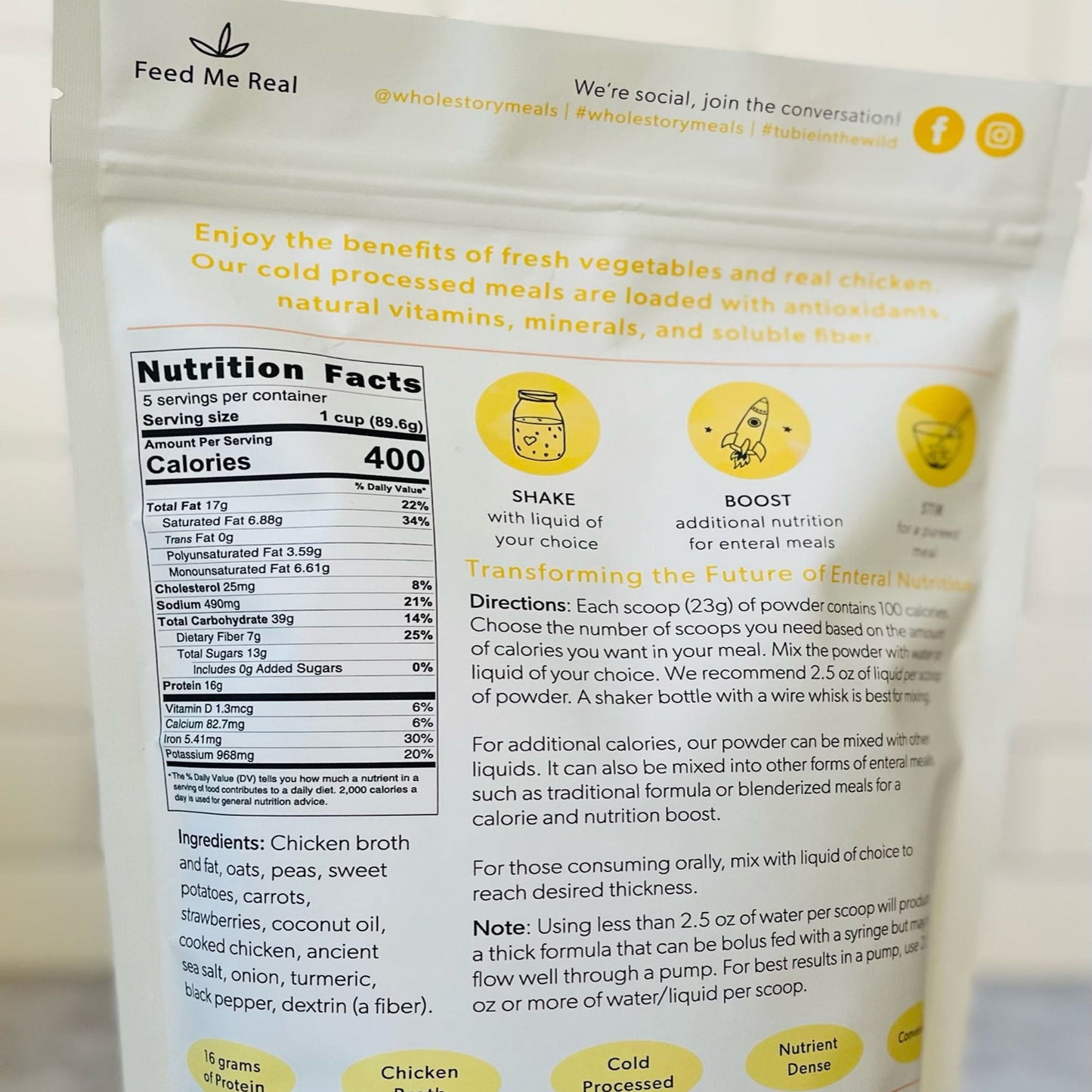 Whole Story Meals Oral Supplement Chicken / Peas / Carrot Flavor Powder Pouch