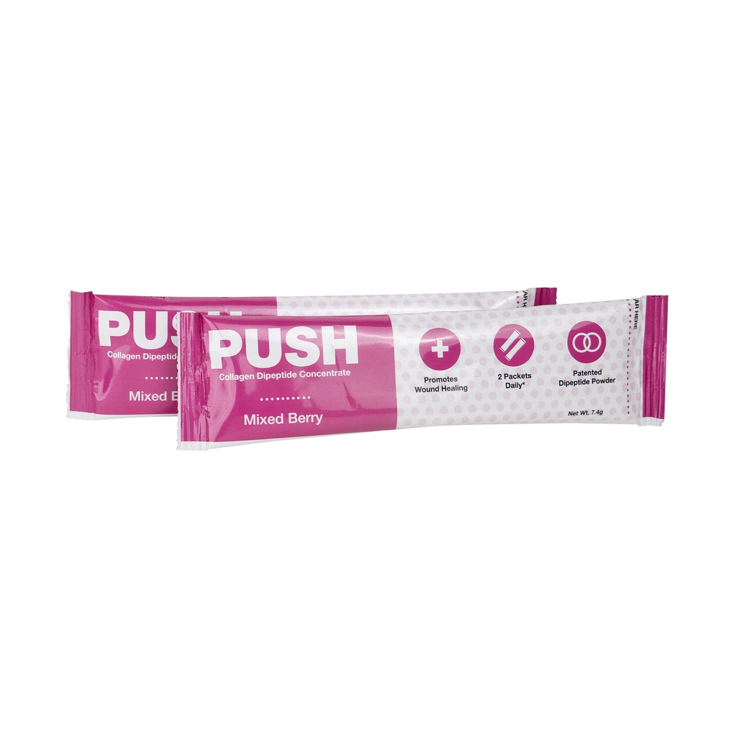PUSH Collagen Dipeptide Concentrate Oral Supplement Mixed Berry Flavor Powder 7.4 Gram Individual Packet