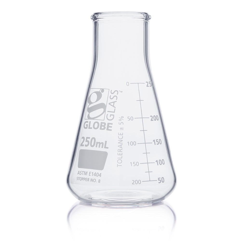 Globe Scientific Wide Mouth Erlenmeyer Flask 8410250 250 mL Borosilicate Glass
