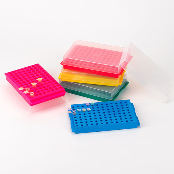 Globe Scientific Reversible Microcentrifuge Rack - 80/96-Place, PP, PACK/5, 8 Colors