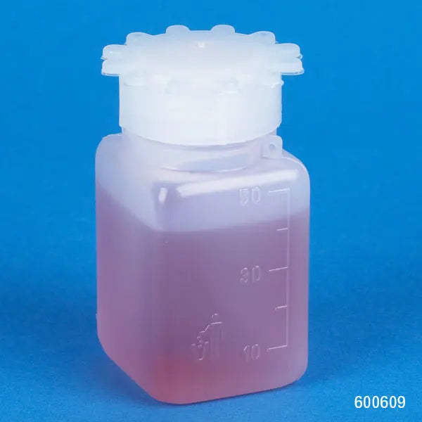 Wide-Mouth Square Media Bottles, PETG with Screwcap — 25 mL to 2000 mL, Case Packs | Globe Scientific