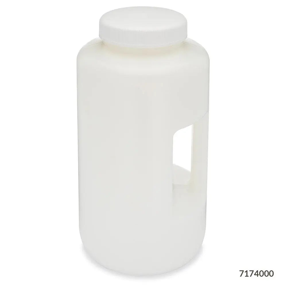 Globe Scientific Bottle, Large Wide Mouth with Handle, Round, HDPE Bottle, 100mm PP Screw Cap, 4 Litres (1.0 Gallons) 7174000 Laboratory Equipment