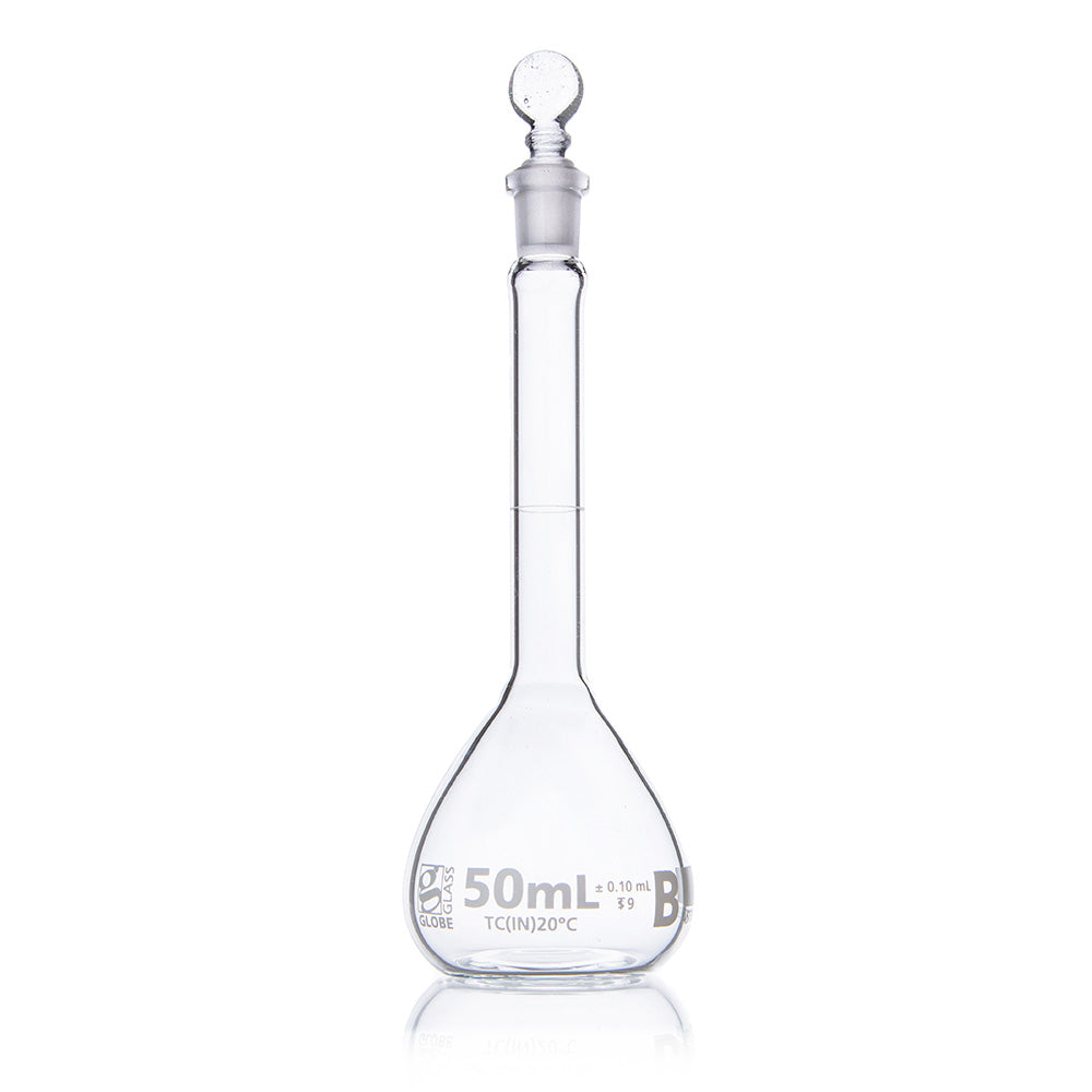 Globe Scientific Narrow Mouth Volumetric Flask 8250050 50 mL Borosilicate Glass