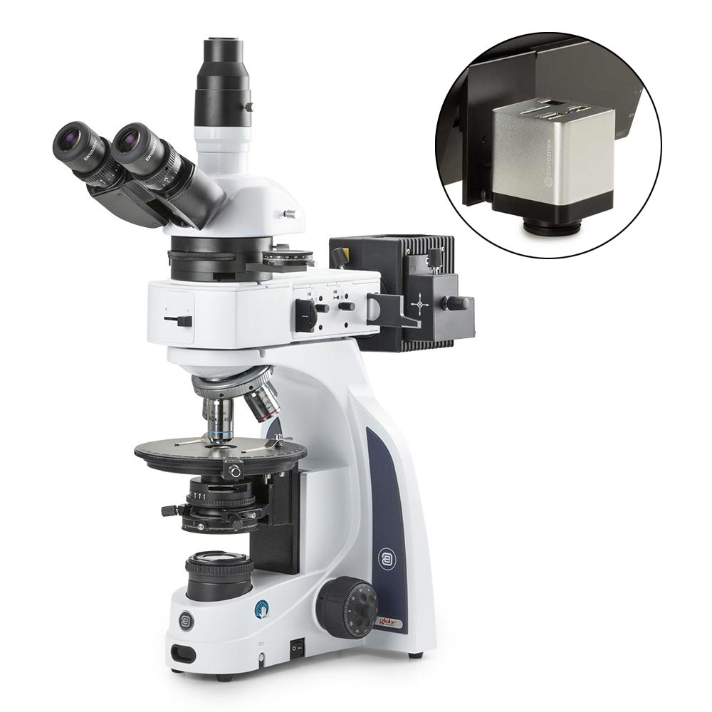 Globe Scientific iScope Trinocular Polarization Microscope EIS-1053-PLPOLRI-HDS with HD-Mini Camera and Screen