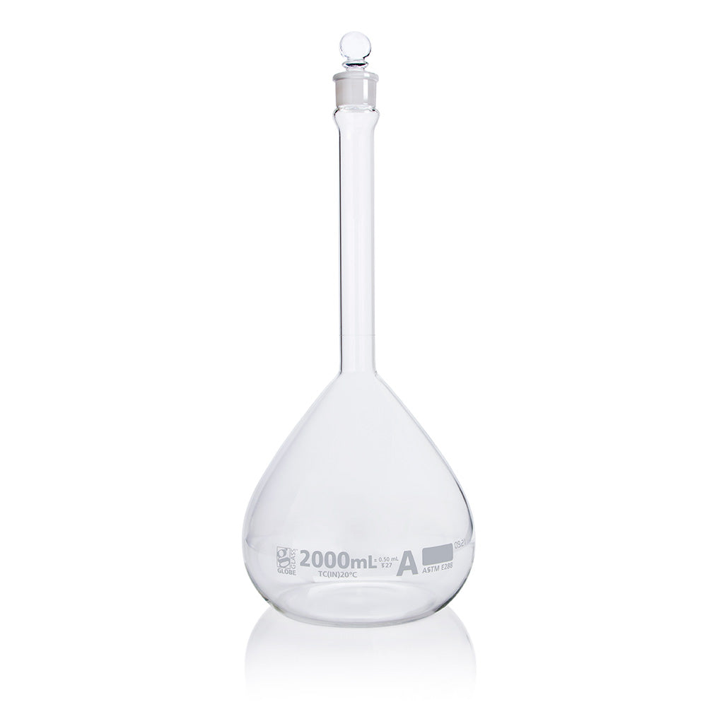 Globe Scientific Narrow Mouth Volumetric Flask 8202000 2000 mL Borosilicate Glass